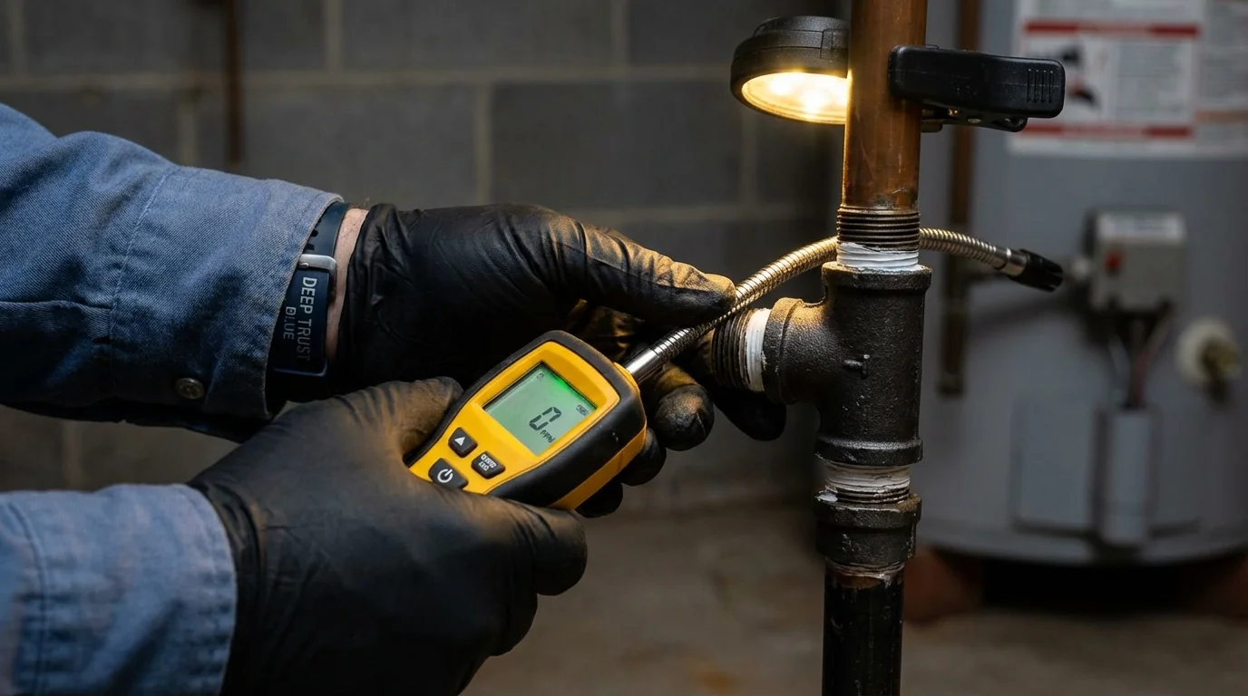 Gas leak detection with electronic sniffer by Johns Plumbing LLC in Delta